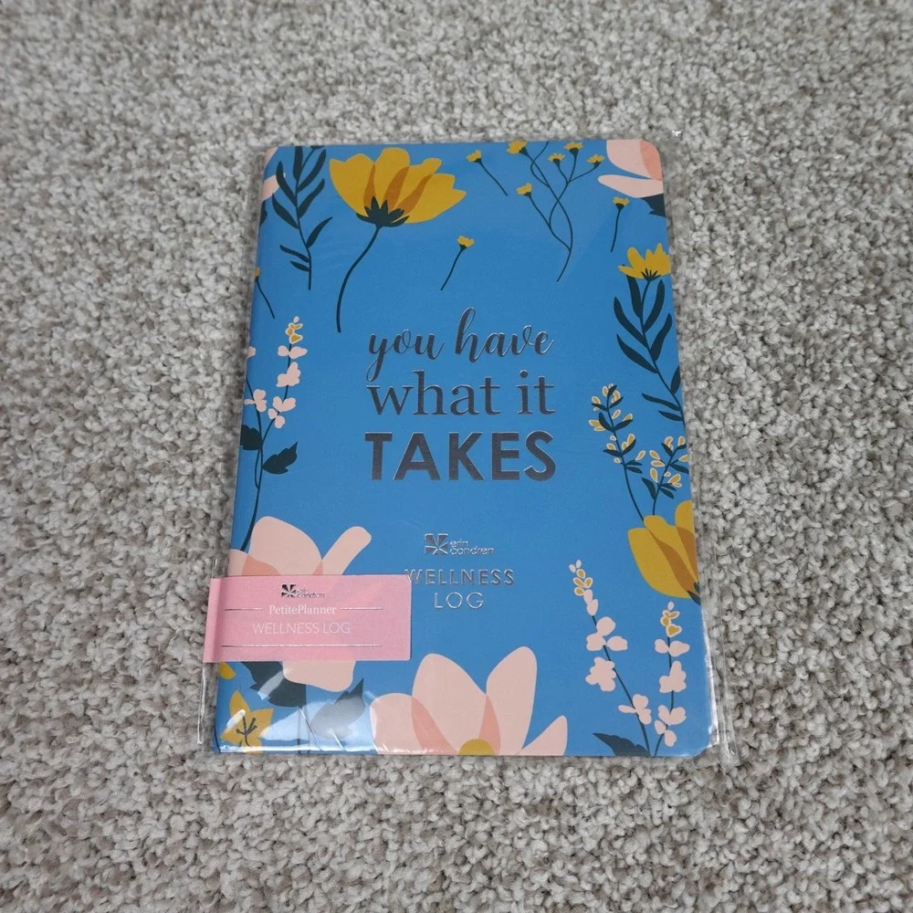 Erin Condren PetitePlanner Wellness Log Blue Floral You Have What It Takes New